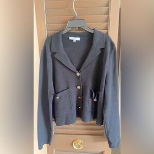 ‼️SALE‼️EPIK| Black Knit Cropped Blazer| Open Lapel, Gold buttons| Sz XL